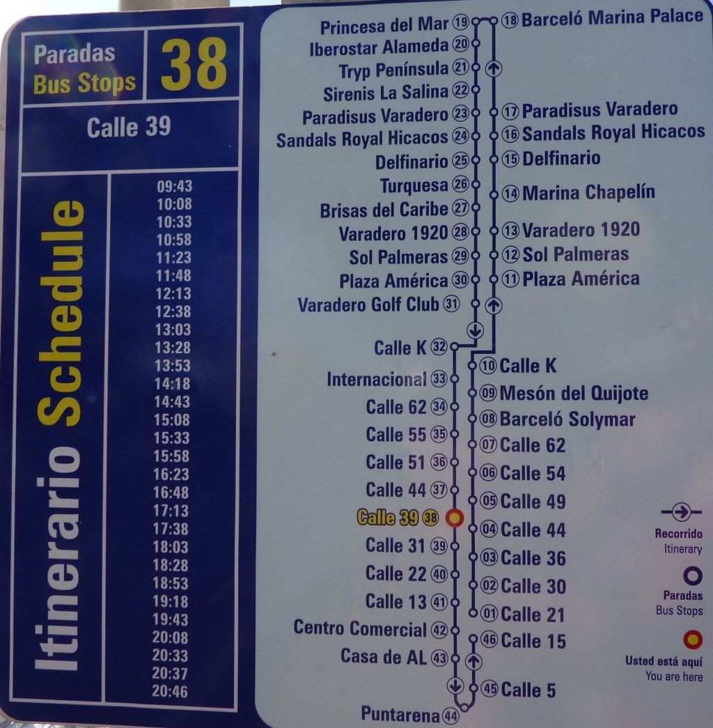 Trasa a jízdní ád Varadero Tour Bus